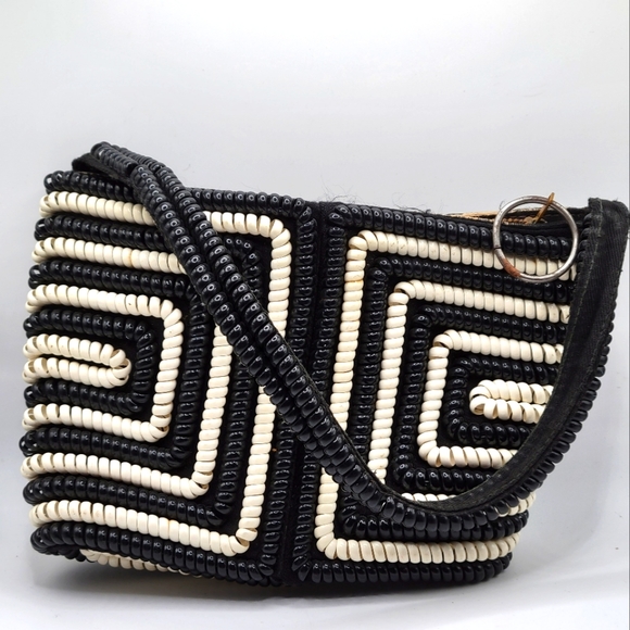Vintage Handbags - VTG Telephone Cord Purse | Black & White | c 1940s